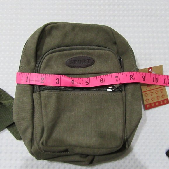 Brand New Boutique Smaller Canvas back Pack purse  Green see picture measurement - Picture 4 of 8